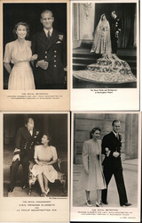 Lot of 4: Queen Elizabeth & Prince Albert Engagement & Wedding Royalty Postcard Postcard Postcard