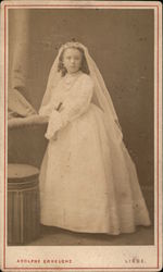 A Young Girl in a Communion Dress Girls Adolphe Erkelenz Original Photograph Original Photograph Original Photograph