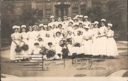 Students in front of school 1915 Postcard