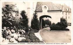 Rhododendrons at Entrance - Christian Science Benevolent Association on Pacific Coast Postcard