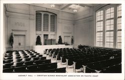 Assembly Hall - Christian Science Benevolent Association on Pacific Coast Postcard