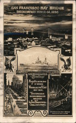 San Francisco Bay Bridge - Dedication Nov. 11-14 1936 California Postcard Postcard Postcard