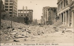 S.F. Ruins Montgomery St. North from Market J-155 Postcard