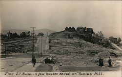 S. F. Ruins - A Few Houses Saved on Russian Hill J-145 San Francisco, CA Postcard Postcard Postcard