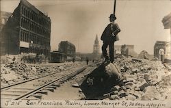 San Francisco Ruins, Lower Market St. J-215 California Postcard Postcard Postcard