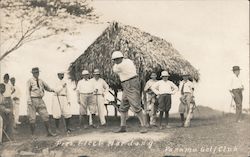 President Elect Harding at the Panama Golf Club Postcard