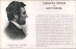 Lincoln's Speech at Gettysburg, Honest Abe Presidents Postcard Postcard Postcard