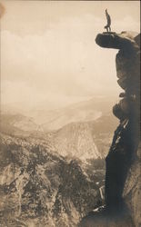 Max Hopper doing handstand on Overhanging Rock at Glacier Point Yosemite Valley, CA Yosemite National Park Postcard Postcard Postcard