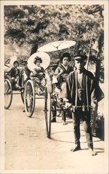 Geishas in Rickshaws Japan Asian Postcard Postcard Postcard