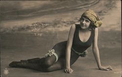 A Woman Posing on the Beach Postcard