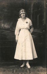 Studio PHoto: A Woman in a Nurses Uniform, Red Cross World War I Postcard Postcard Postcard