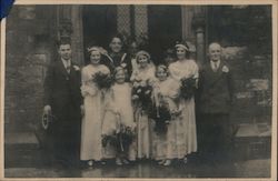 A Bridal Party Outside a Church Marriage & Wedding Postcard Postcard Postcard