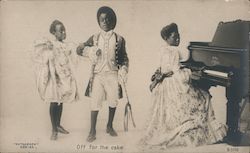 Off for the cake. African children fancy dress  piano Black Americana Postcard Postcard Postcard