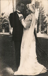 A Man and Woman on their Wedding Day Postcard