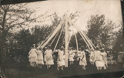 Girls Holding Ribbons on May Day Children Postcard Postcard Postcard