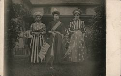 Women in Patriotic Dresses Postcard