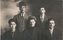 Five Teenage Boys with Cigars in Their Mouths Postcard Postcard Postcard