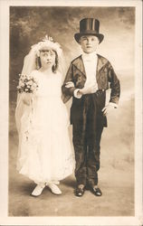 Young Bride and Groom Children Postcard Postcard Postcard