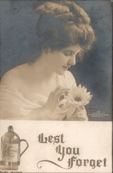 A Woman Looking at a Flower: Distillata Water Postcard