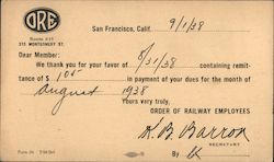 Order of Railway Employees Postcard