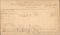 Southern Pacific Company Receipt Postcard