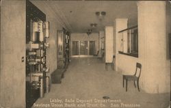 Lobby, Safe Deposit Department Savings Union Bank and Trust Co. Postcard