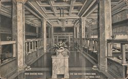 Main Banking Room The San Diego Savings Bank California Postcard Postcard Postcard