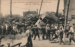 East 26th Street Car Overturned at 7th and French, Aug. 3rd, 1913 Postcard