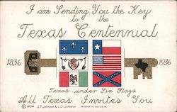 I am sending you the key to the Texas Centennial 1836-1936 Postcard