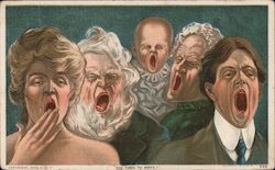 Everyone is Yawning - Too Tired to Write Postcard