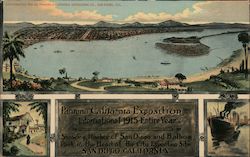 Showing harbor of San Diego and Balboa Park - Panama-California Exposition site 1915 Postcard Postcard Postcard