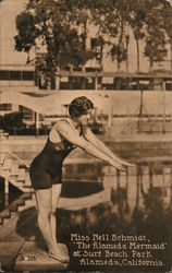 Miss Nell Schmidt, "The Alameda Mermaid" at Surf Beach Park California Postcard Postcard Postcard