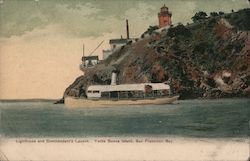 Lighthouse and Commandant's Launch, Yerba Buena Island, San Francisco Bay California Postcard Postcard Postcard