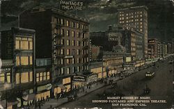 Market Street by Night, Showing Pantages and Empress Theatre San Francisco, CA Postcard Postcard Postcard