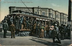 A Crowded Street Car Postcard