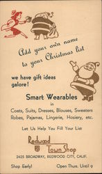 Redwood Town Shop, Smart Wearables, Santa Advertising Postcard Postcard Postcard