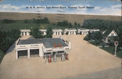 H. & H. Service and Motor Court Postcard