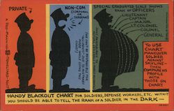 Handy Blackout Chart to tell rank of soldier in the dark. Comic Postcard Postcard Postcard