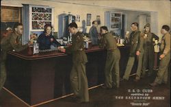 U.S.O. Club Operated by The Salvation Army "Snack Bar" Military Postcard Postcard Postcard