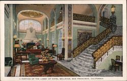 A Portion of the Lobby of Hotel Bellevue Postcard