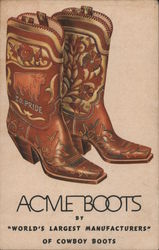 Acme Boots by World's Largest Manufacturers of Cowboy Boots Advertising Postcard Postcard Postcard