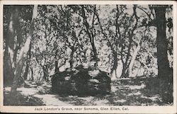 Jack London's Grave, near Sonoma, Glen Ellen, Cal. Postcard