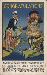 Rare: R.Thorne & Sons Scotch Whiskey - Uncle Sam & Scotland Advertising Postcard Postcard Postcard