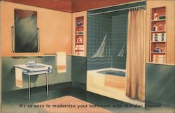 It's so easy to modernice your bathroom with Mirrolac Enamel Advertising Postcard Postcard Postcard