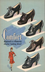 Comfort disguised in a flattering shorter looking shoe several styles shown Postcard