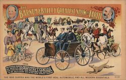 The Barnum & Bailey Greatest Show on Earth, circus parade, Duryea horseless carriage Postcard Postcard Postcard