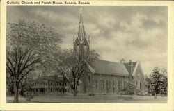 Catholic Church and Paris House Postcard