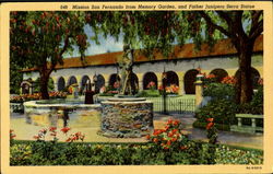 Mission San Fernando From Memory Garden, And Father Junipero Serra Statue Los Angeles, CA Postcard Postcard