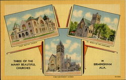 Three Of The Many Beautiful Churhces Postcard