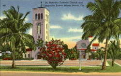 St. Patrick's Catholic Church and Campanile tower Miami Beach, FL Postcard Postcard